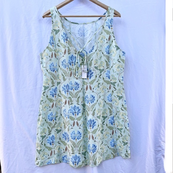 LOFT | NWT GARDEN LINEN BLEND SEAMED MINI SHIFT DRESS IN SEACREST SIZE 14 - Picture 9 of 12